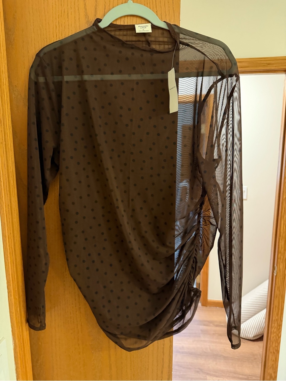 Sheer Polka Dot Long Sleeve Top - Black